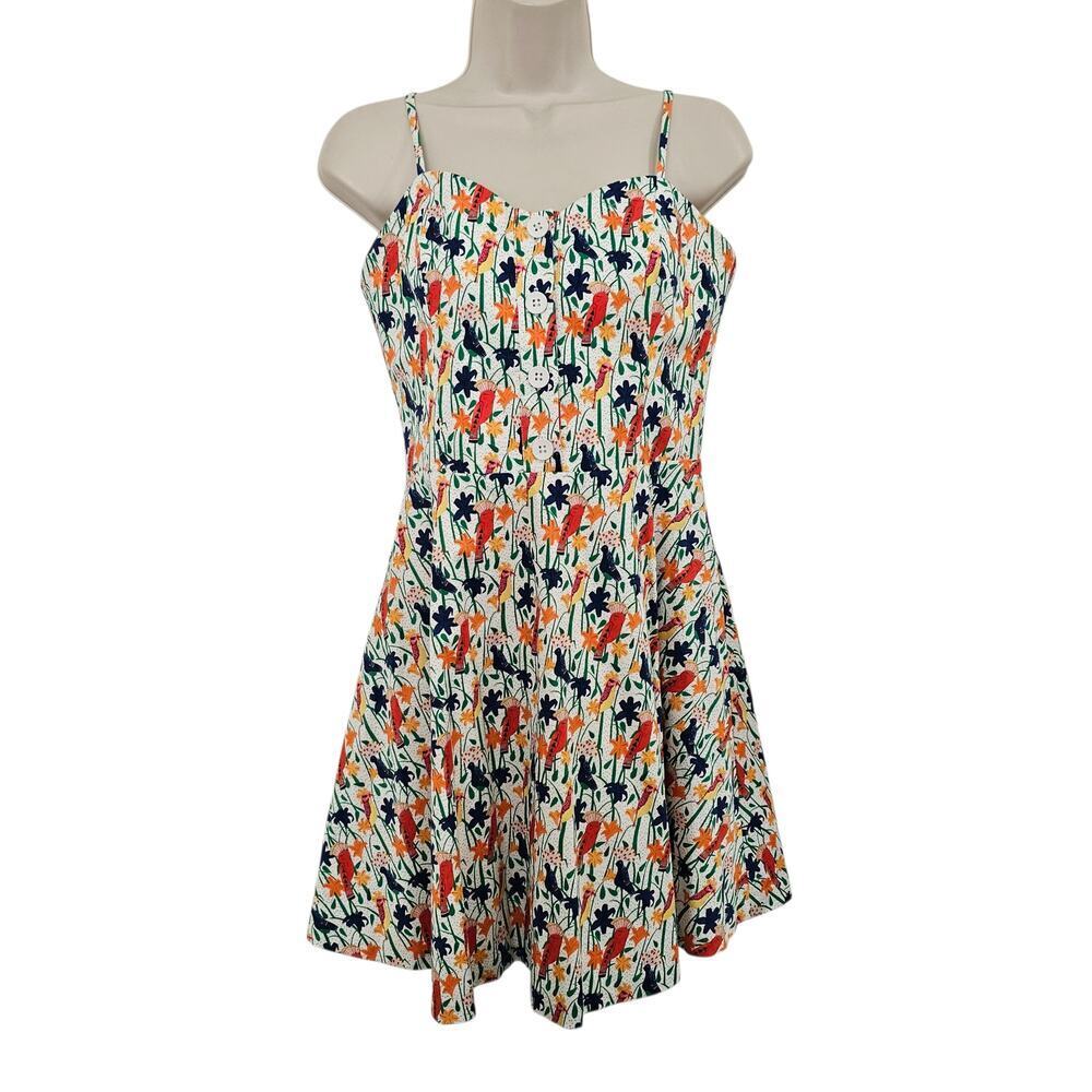 Alice & Olivia Nella Button Front Mini Dress In Bird Party Size 6